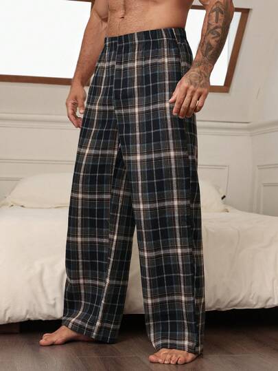 DAZY Men's Plaid Long Pants Spring Loungewear Bottoms Fall