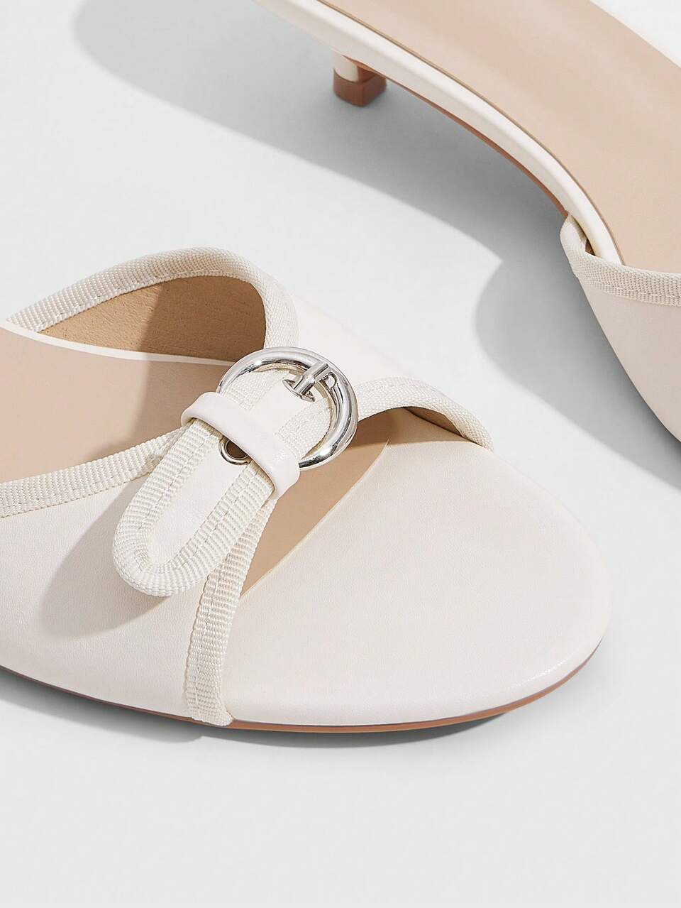 CUCCOO SZL Beige PU Casual Simple Daily Solid Color Women Heeled Sandals Kitten Heels