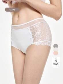 Bralution Women's Lace Ruffle Casual Everyday Triangle Panties 3pcs/Pack - Multicolor - View 13