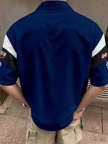 STEELVANCE 男士夏季休閒拼接撞色字母印花襯衫 - 彩色 - 查看 2