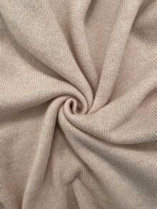 EMERY ROSE Crew Neck Casual Autumn/Winter Contrast Lace Elegant Sweater - Khaki - View 7