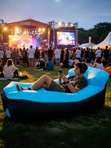 2Pcs Inflatable Lounge Air Sofa Bed, Includes 1 Sofa & Storage Bag, Leak Resistant Inflatable Couch For Camping, Home Movie Night, Beach, Hiking, Indoor & Outdoor Use - Multicolor - View 2