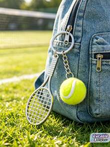 10/20/30/40/50-Pcs Mini Metal Racket Keychain Charms, Badminton & Tennis Racket Miniatures, Club Souvenir Gifts, Simulation Racket Toys - Multicolor - View 1