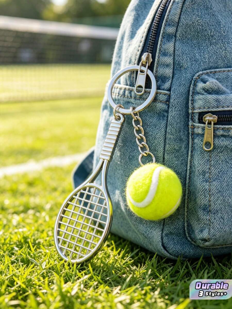 10/20/30/40/50-Pcs Mini Metal Racket Keychain Charms, Badminton & Tennis Racket Miniatures, Club Souvenir Gifts, Simulation Racket Toys - Multicolor - View 1