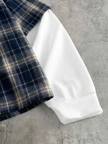 AXEPEAK Men's Plaid Patchwork 2 In 1 Shirt - Multicolor - View 4