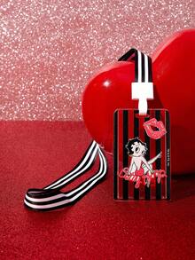 Betty Boop x SHEIN Black And White Striped Lanyard, Cute Cartoon Neck Hanging Key Rope For Women - Black and White - View 1