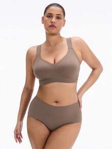 LUVLETTE Plus Earth Tone 無線全罩式無痕側撐休閒內衣 Bralette 運動運動內衣 不顯內衣痕 基礎款 SizeFreedom Bra - 棕色 - 查看 11
