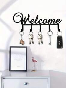 Metal Key Hook Wall Hanger With Keychain, Wall Mounted Key Holder Rack With Screws, Modern Design Durable Entryway Organizer, Space Saving Key Rack For Car Keys House Keys, Jewelry Small Accessories Storage Hook, Kitchen Bedroom Wall Decor - Black - View 7