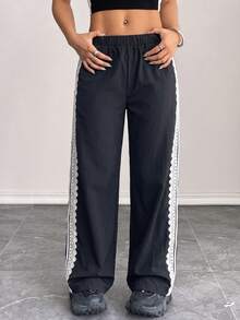 SHEIN Sports Women's Colorblock Casual Versatile Daily Outdoor Long Pants - Royal Blue - View 1