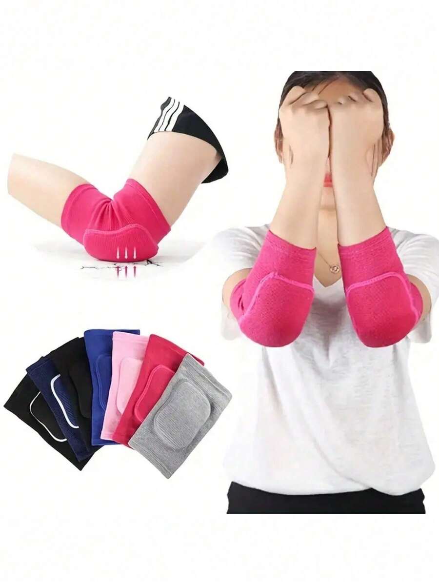 2pcs/1 Pair Unisex Elastic Elbow Sleeve, Sports Fitness Elbow Support, Thick Sponge Elbow Pad For Tennis, Basketball, Football, Volleyball, Adult Size - Multicolor - View 1