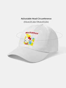 HELLO KITTY AND FRIENDS | SHEIN 1 قطعة قبعة بيسبول نسائية لطيفة بتصميم موديل رياضي كاجوال، تصميم IP Joint، مناسبة للاستخدام اليومي والكاجوال - أبيض - مشاهدة 6