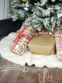 One-Piece White Christmas Tree Skirt Plush Christmas Tree Skirt Christmas Tree Apron Plush Tree Skirt Christmas Tree Venue Decoration Tree - White - View 6