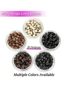 1000pcs 5mm Professional Silicone Micro Link Rings, Hair Extension Beads For DIY Braids, Feather Extensions, And Hairstylist Supplies, Perfect For Salon, Home, Party, Wedding, And Everyday Styling, Easy-To-Use Reusable Beads For All Hair Types. - Multicolor - View 5