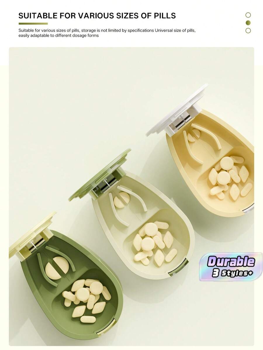 Portable Pill Splitter, Tablet Cutter For Dividing Pills Into Halves With Storage Compartment - multicolor - View 1