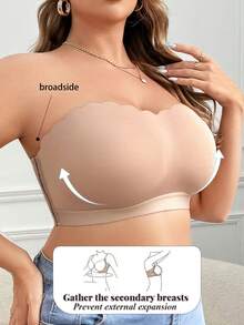 SHEIN Top tipo bralette sin aro con cierre lateral para mujer de talla grande - Albaricoque - Ver 6