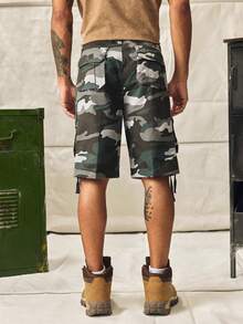 Norleigh Men/Boys Camouflage Cargo Shorts, Loose Straight Leg Casual Shorts With Pockets, Summer Street Style - Blue - View 2