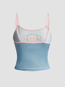 Chillnights Paul Frank X SHEIN Women's Blue Cartoon Print Top + Panties 2 Pieces Set - Blue - View 9