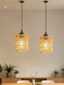 1PC/3pcs Creative Paper Rope Handmade Woven Pendant Light Shade Chinese Southeast Asian Style Homestay Hotel Lamp Shade Decor For Living Room Bedroom Dining Room - Rattan Lampshade - View 8