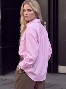 Airaco Casual Commute Striped Long Sleeve Shirt - Pink - View 7