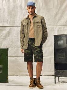 Norleigh Men's Summer New Camouflage Cargo Shorts, Loose Casual Versatile Knee-Length Shorts - Army Green - View 8