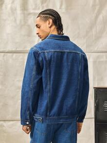 Norleigh Men Long Sleeve Thick Denim Jacket, Casual Outerwear For Spring And Autumn - Blue - View 4