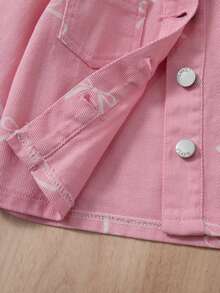 SHEIN 嬰兒休閒極簡印花牛仔套裝 - 粉色 - 查看 6