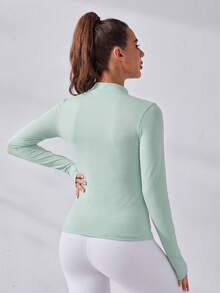 Eassivo Eassivo Women's Solid Color Zipper Casual Versatile Daily Commute Sports Jacket - Green - View 4