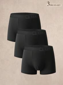EverLounge Men's Letter Print Casual Daily Boxer Briefs 3-Pack - Black - View 1