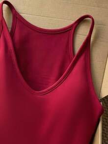 Resyla Women's Summer Casual Versatile Solid Color Tank Top - Red - View 3