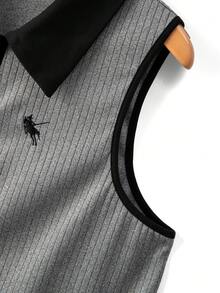 GlowEve CURVE 大尺碼黑色與灰色刺繡紋理針織舒適百搭休閒時尚 Polo 衫 - 灰色 - 查看 5