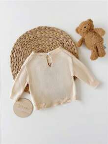 Newborn Baby Cute Lion Pattern Drop Shoulder Long Sleeve Pullover Suitable For Spring And Autumn - Apricot - View 2