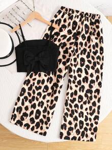SHEIN Tween Girls Leopard Print Tank Top And Pants Co-Ord Set - Multicolor - View 8