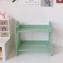 1 Multifunctional Foldable Double-Layer Hollow Design Storage Rack - Made Of Easy To Clean Plastic Material, Suitable For Various Purposes Such As Cosmetics, Jewelry, Bathroom, And Tabletop. Kitchen And Bathroom Supplies Storage Rack - Multicolor - View 16