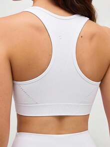 SHEIN Cheerettes 女款無縫 2 入組運動內衣，白色網布設計，可拆式胸墊，純色與豹紋款，適合健身瑜伽 - 白色 - 查看 18