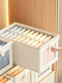 1pc Oxford Fabric Miscellaneous Clothing Storage Box, Dust-Proof Home Clothing Storage Box With Lid, Large Capacity Organizer Box. Suitable For Closet Storage, Storage And Organization. Convenient And Practical. - Multicolor - View 2