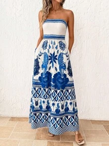 Solivie Women's Floral Print Casual Party & Travel Dress - Blue - View 7