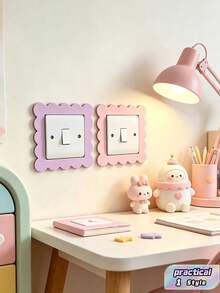 2pcs Pink Purple Wooden Switch Decorative Frames Dust-Proof Switch Protective Cover Easy Installation Wall Decor For Living Room Bedroom Kitchen Ideal For Birthday Wedding Housewarming Gift - protective cover - View 1