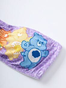 SHEIN X Care Bears 女款卡通熊印花抹胸式胸罩 - 紫色 - 查看 5