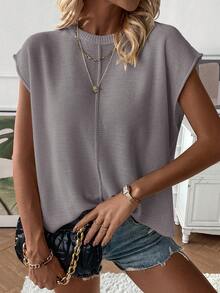 SHEIN Women's Casual Versatile Solid Color Knit Vest - Dusty Purple - View 6