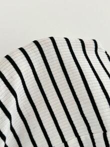 Aloruh Women's Striped Patchwork Casual Versatile Daily Travel Long Pants - Black and White - View 7
