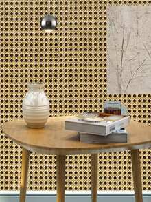 Vintage Honeycomb Rattan PVC Self-Adhesive Wallpaper, Waterproof Wear-Resistant Wall Sticker For Homestay Decoration Live Streaming Background DIY Wall Decor Honeycomb Bamboo Woven Texture, Perfect For Homestay, Live Streaming Room - 1PC - View 5