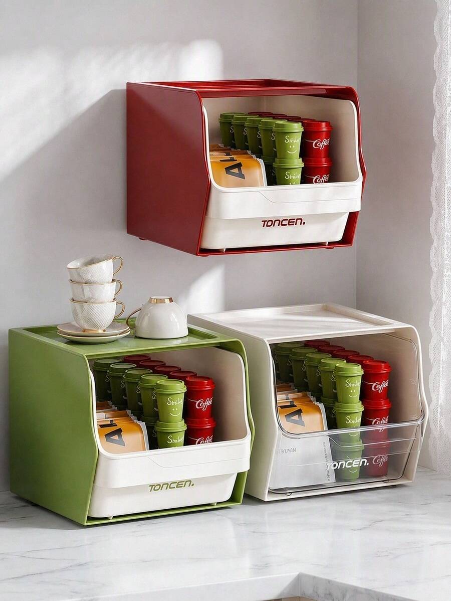Haus Hana 1pc Wall Mount Tea Bag Storage Organizer, Snack & Instant Coffee Rack, Beverage Sundry Storage Box For Coffee Table Desktop - Multicolor - View 1