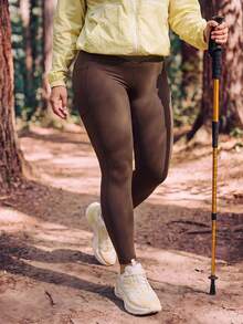 In My Nature Women's Plus Size Solid Color Casual Daily Wear Sports Tight Leggings - Brown - View 6