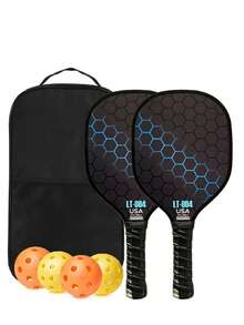 Pickleball Paddles Set Of 2, Fiberglass Pickleball Rackets With 4 Pickleballs & Carry Bag, Lightweight Pickleball Equipment For Men Women, Beginners & All Levels Players - Multicolor - View 5