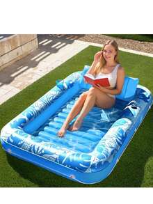 Adult Inflatable Sunbathing Pool Float Bed,Extra Large Size, With Built-In Pillow And Cup Holder, 4-In-1 Many Style... Sunbathing Float, Water Leisure Lounge Chair, Also Can Be Used As Inflatable Ball Pit, Extra Large Gold - Promotional Price - View 4