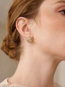 MOTF PREMIUM Anting-anting wanita berkilau kristal safir - Emas - View 2