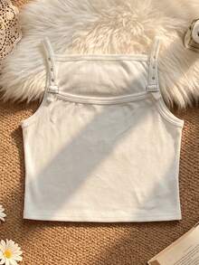 Maweii Plus Size Solid White Ribbed Square Neck Adjustable Buckle Eyelet Strap Slim Crop Cami Tank Top Women 90s Vintage Sleeveless Clubwear Top - Dark Grey - View 3
