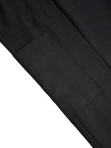 TaskEZ 2件組女款刷手服套裝－純色V領上衣與開衩褲，刷手服套裝 - 黑色 - 查看 4