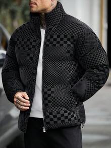 Norleigh Men's Winter Fashion Checkerboard Jacket - Black - View 7