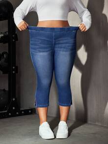 EMERY ROSE Plus Size Casual Washed Slim Fit Jeans - Baby Blue - View 3